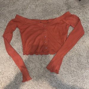 Copper sweater crop top